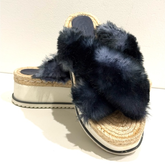 Zara  Faux Fur Platform Espadrilles Slides 39 - Picture 11 of 11